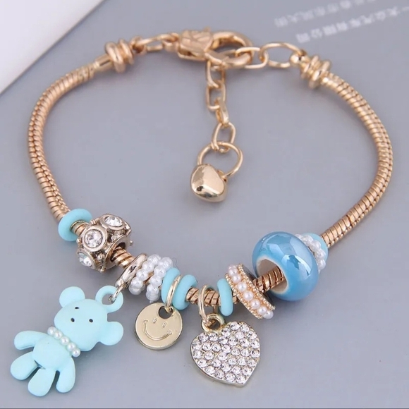 Fashion Jewelry Jewelry - Charm Bracelet Teddy Bear Blue Zircon Heart